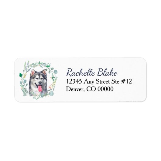 Alaskan Malamute WreatReturn Address Label (Voorkant)