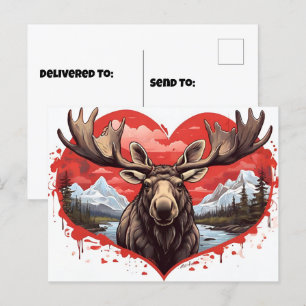 Alaskan Moose hartvormige achtergrond Briefkaart