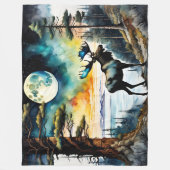 Alaskan Moose onder het maanlicht Fleece Deken (Voorkant)