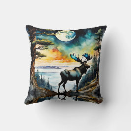 Alaskan Moose onder het maanlicht Kussen