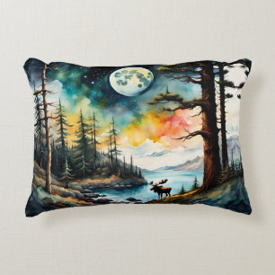 Alaskan Moose staande op Mountain Ridge Accent Kussen