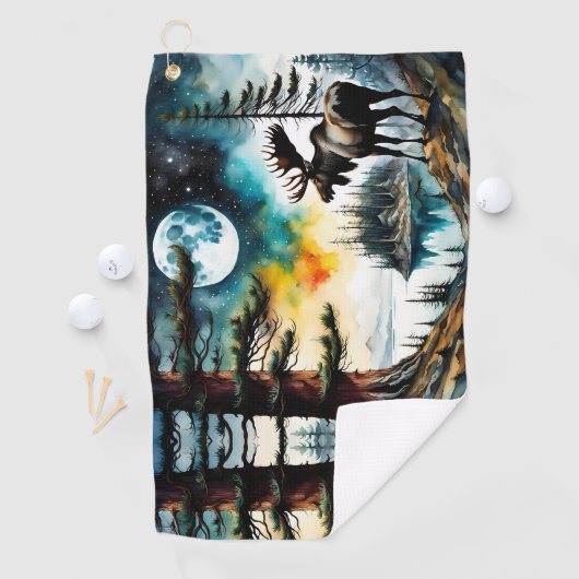 Alaskan Moose staande op Mountain Ridge Golfhanddoek (Insitu)