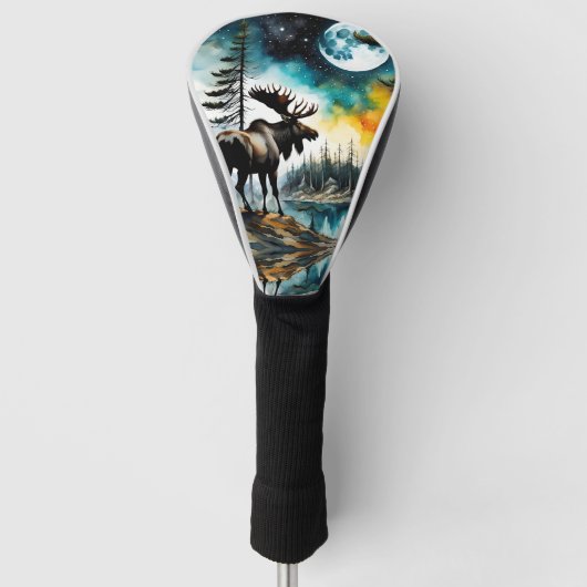 Alaskan Moose staande op Mountain Ridge Golfheadcover (Voorkant)