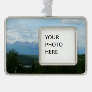 Alaskan Mountain Range panoramische fotografie Verzilverd Kader Ornament