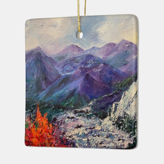 Alaskan Mountain Waterfall Ceramic Ornament (Links)