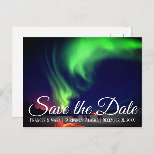 Alaskan Northern Lights Bewaar de datum Aankondigingskaart (Voorkant / Achterkant)