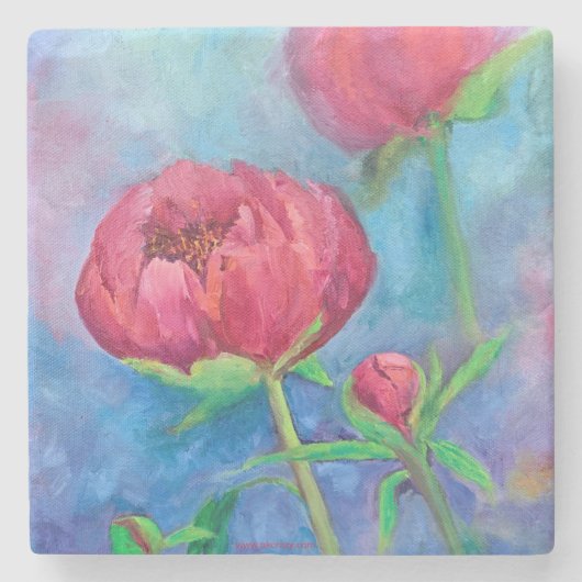 Alaskan Peonies Marmeren Onderzetter (Voorkant)