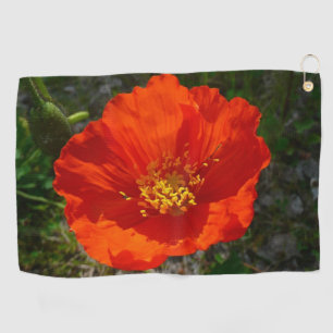 Alaskan Red Poppy Colorful Flower Golfhanddoek