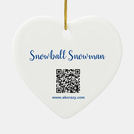 Alaskan Snowball Snowman hart keramisch ornament (Achterkant)