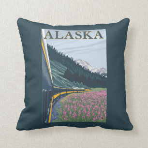 AlaskaRailroad en Fireweed Vintage Travel Kussen