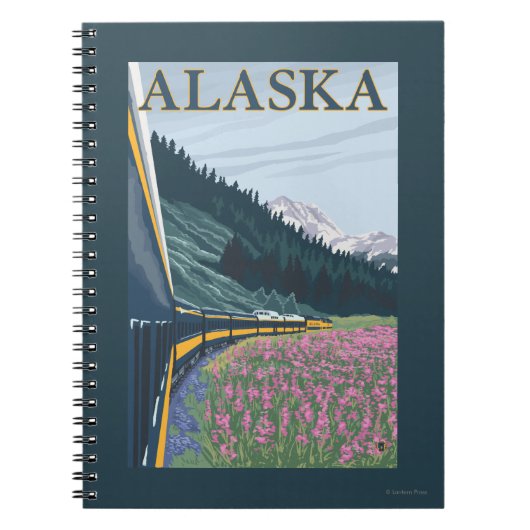 AlaskaRailroad en Fireweed Vintage Travel Notitieboek (Voorkant)