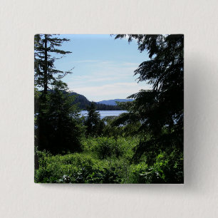 Alaskisch Landschap Mooie Alaska Fotografie Vierkante Button 5,1 Cm