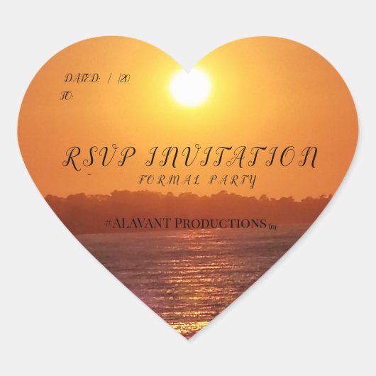 ALAVANT Proz #PACIFIC OCEAN_SUNSET_Invitations Hart Sticker (Voorkant)