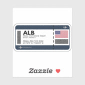 ALB Albany Boarding Pass - New York Travel Sticker (Vel)