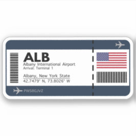ALB Albany Boarding Pass - New York Travel Sticker