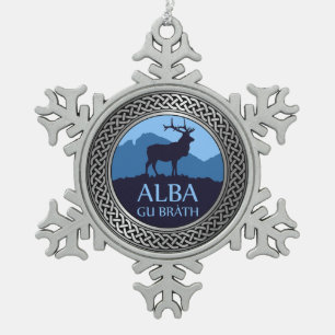 Alba Gu Brath Snowflake Pewter kerstversiering Tin Sneeuwvlok Ornament
