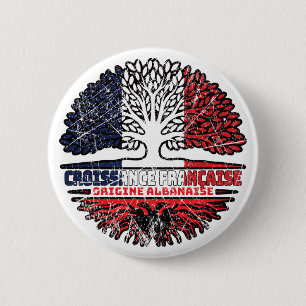 Albanees - frans - bosboomvlag ronde button 5,7 cm