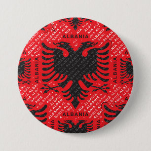 Albanees vlagpatroon 2 ronde button 7,6 cm