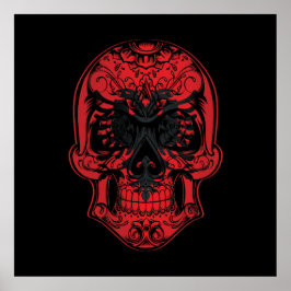 Albanese Roos- en schedelvlag Poster