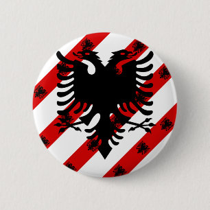 Albanese strepen vlag ronde button 5,7 cm