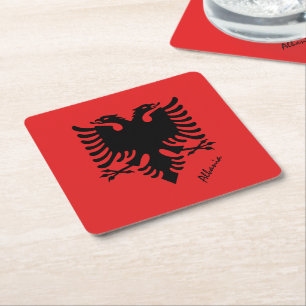 Albanese vlag & Albanië bruiloft, feest /sport Vierkante Kartonnen Onderzetter