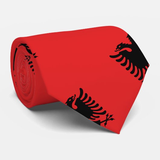 Albanese vlag en Albanees reizen, vakantie- en spo Stropdas (Opgerold)