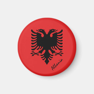 Albanese vlag en Albanees reizen, vakantie/sport Magneet