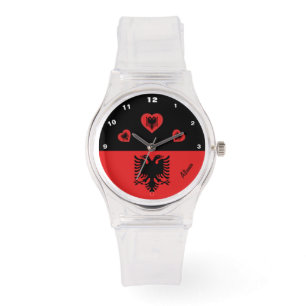 Albanese vlag en Albanese mode hart/sportfans Horloge