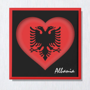 Albanese vlag en Heart Albanië vakantie/sport Magneet