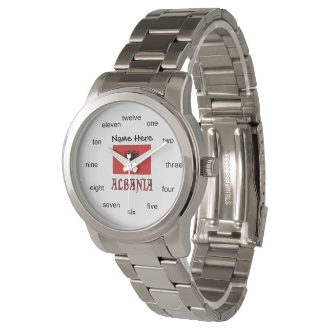 Albanese vlag gepersonaliseerd horloge (Gekanteld)