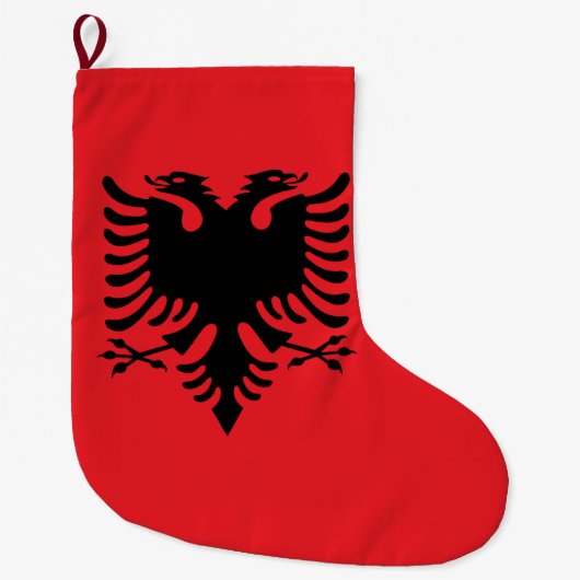 Albanese vlag grote kerstsok (Voorkant)