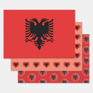 Albanese vlag, hart en Albanese Mode / gift set Inpakpapier Vel