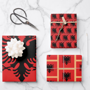 Albanese vlag, hart en Albanese Mode / gift set Inpakpapier Vel