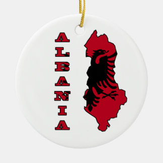 Albanese vlag in hoofdkaart van Albanië Keramisch Ornament