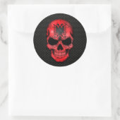 Albanese Vlag Schedel op Staal Mesh Graphic Ronde Sticker (Tas)