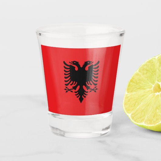 Albanese vlag shot glas (Voorkant)