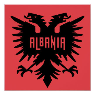 Albania Country Flag and Fan Design Perfect Poster
