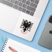 Albania Double Headed Eagle Sticker (Laptop met iPhone)