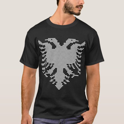 Albanian Double Headed Eagle Dotwork Emblem T-shirt (Voorkant)