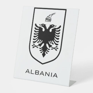 Albanian National Coat of Arms Heritage Ink Reclamebord Met Voetstuk