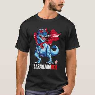 Albanianrex Trots Albanese Vlag Fun Dinosaurus Sau T-shirt