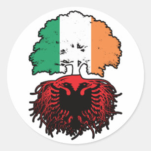 Albanië Albanese Ierse vlag - boomrootbomen Ronde Sticker