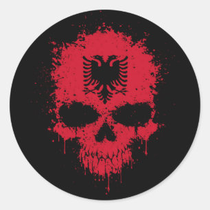 Albanië Dripping Splatter Skull Ronde Sticker