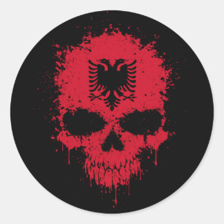 Albanië Dripping Splatter Skull Ronde Sticker