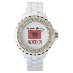 Albanië en Albanese Vlag Gepersonaliseerd Horloge