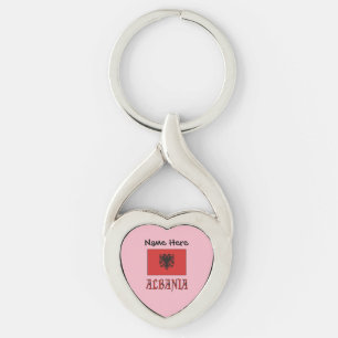Albanië en Albanese Vlag Gepersonaliseerde Hart Sleutelhanger