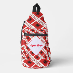 Albanië en Albanese vlag Tegel Red Personalisatie Sling Bag