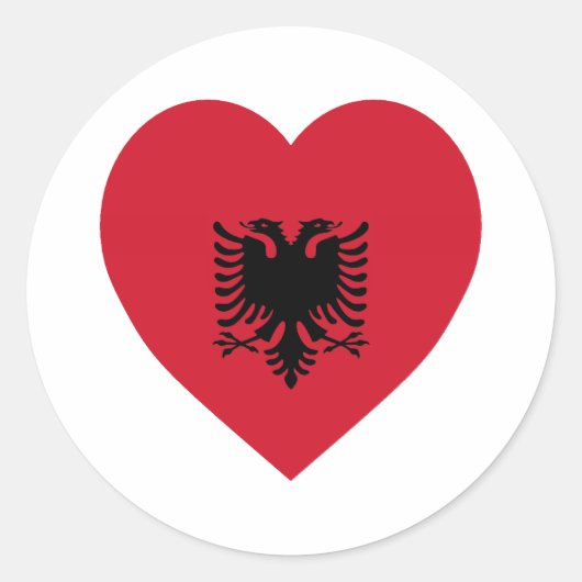 Albanië Flag Heart Ronde Sticker (Voorkant)