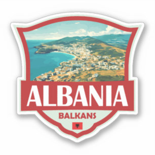 Albanië Illustratie Retro Badge Sticker