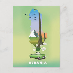 Albanië kaart geïllustreerde reisposter